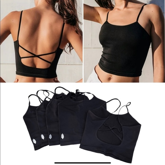 Free People Tops - Free People Strappy Back Tighten Up Tank Black NWT